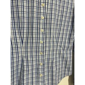 Thomas PINK Plaid Cotton Blouse Blue Sz 6 Preppy Quality Irish Made